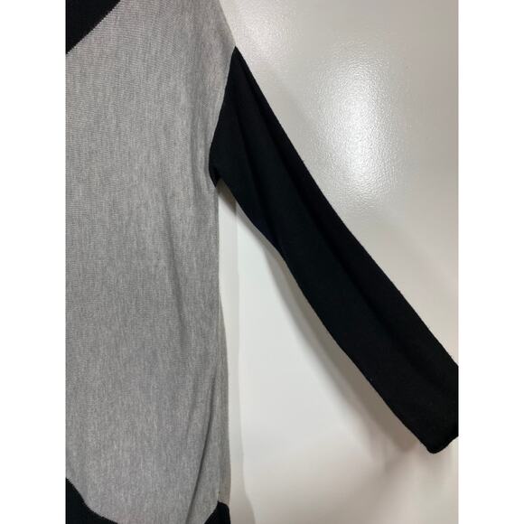 Joan Vass Studio Asymmetrical Black & Gray Long Sleeve Tunic Sweater Medium - Picture 6 of 10